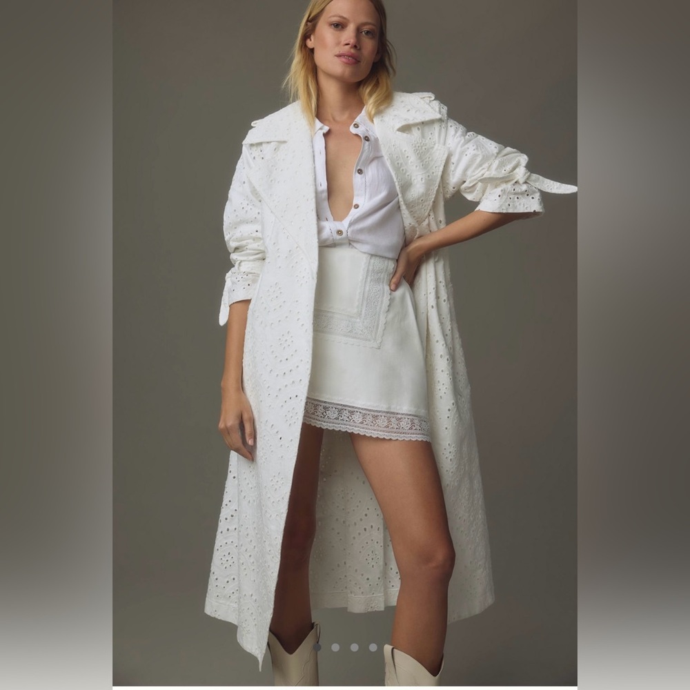 Avec Les Filles Eyelet Trench Coat